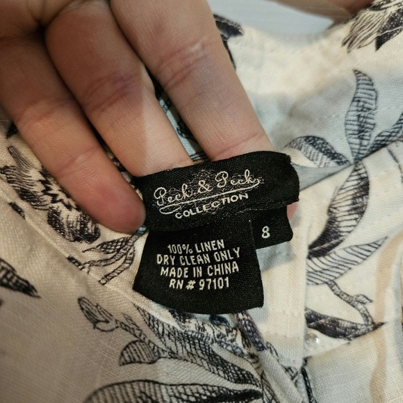 100% Linen cream bird floral pants size 8 NWOT - Picture 2 of 5